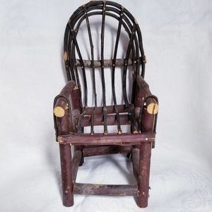 Handmade Arched Back Miniature Log Bear Chair